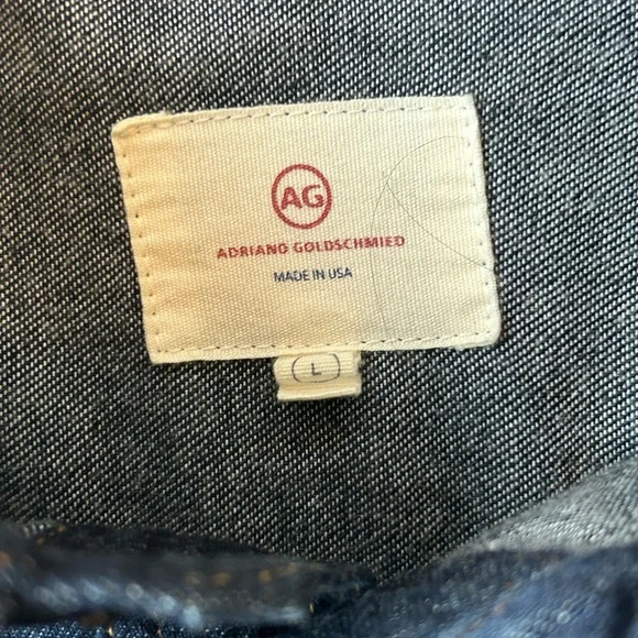 AG Adriano Goldschmied Denim Men’s Utility Snap Button Dark Indigo Shirt Large - Picture 5 of 16